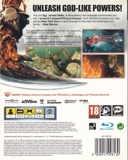 Prototype 2 - med papsleeve - PS3 (B Grade) (Genbrug)